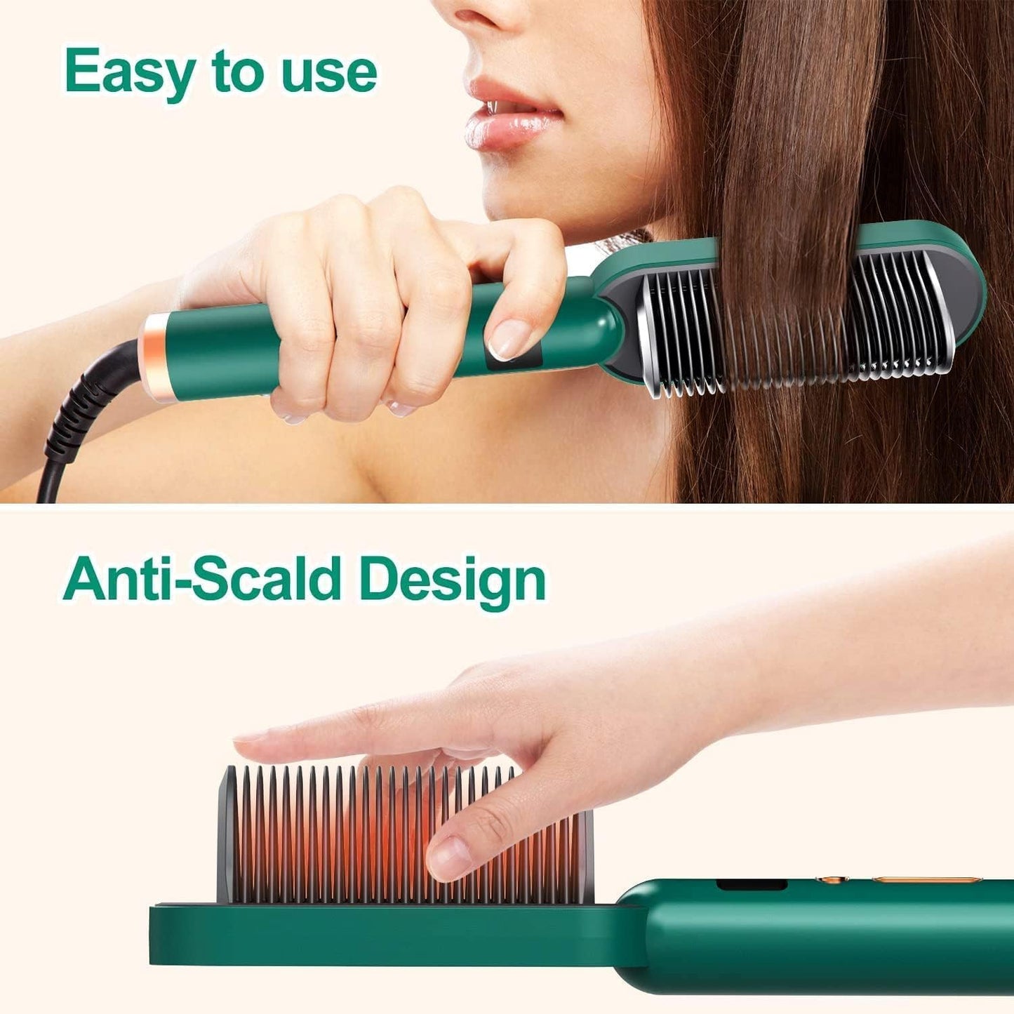 Electric Hair Straightening Comb Brush | Fast Heating Anti-Frizz Hair Styler for Smooth & Silky Hair For Men & Women