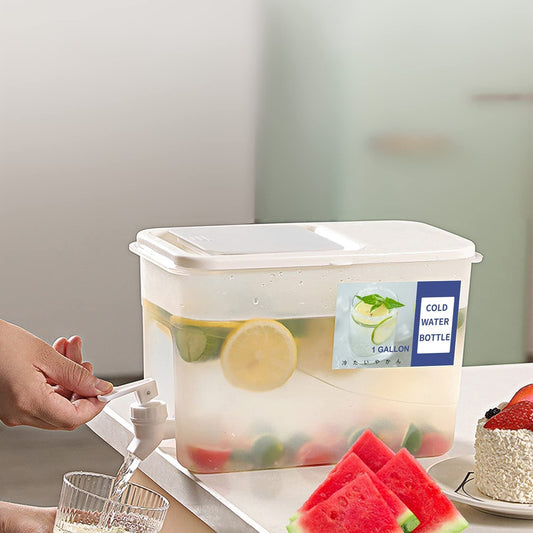 Cold Water Beverage Dispenser with Tap | Fridge Juice & Water Storage Container | Leakproof Drink Dispenser for Home & Refrigerator Use