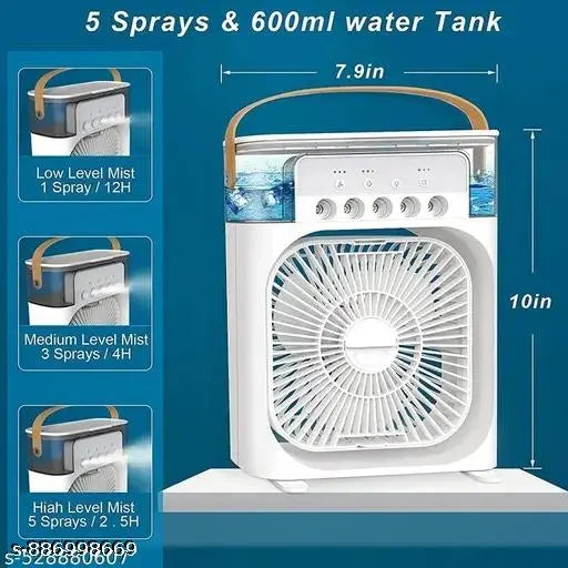 Portable Air Cooler – 3-in-1 Evaporative Mini Air Conditioner with 3 Speeds, USB Powered Personal Space Cooler, LED Night Light for Bedroom, Office, Kitchen & Camping