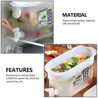 Cold Water Beverage Dispenser with Tap | Fridge Juice & Water Storage Container | Leakproof Drink Dispenser for Home & Refrigerator Use