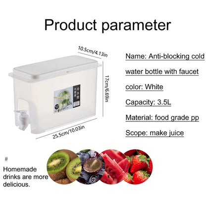 Cold Water Beverage Dispenser with Tap | Fridge Juice & Water Storage Container | Leakproof Drink Dispenser for Home & Refrigerator Use