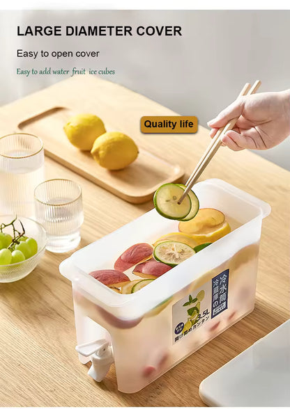 Cold Water Beverage Dispenser with Tap | Fridge Juice & Water Storage Container | Leakproof Drink Dispenser for Home & Refrigerator Use