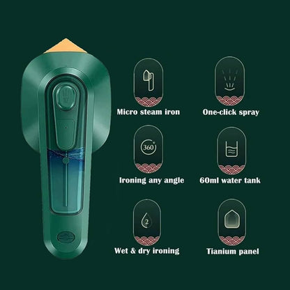 Mini Portable Handheld Steam Iron with Spray, Mini Garment Steamer for Clothes, Dry & Wet Ironing, Fast Heating Travel Iron for Home, Office & Travel