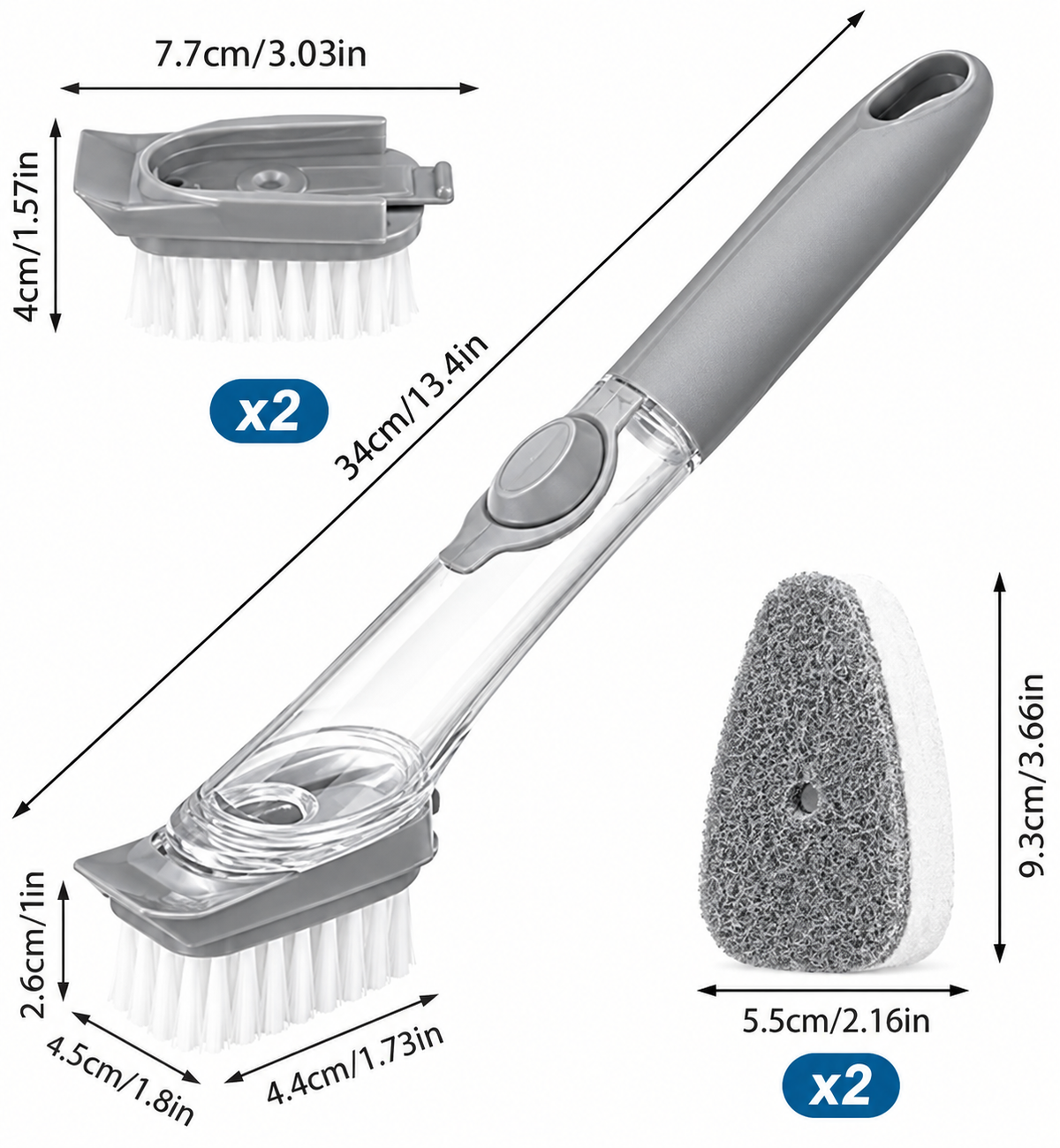 Decontamination Dish Utensil Cleaning Brush Liquid Dispenser Handle for Kitchen Long Handle with Liquid Soap Dispenser (Pack of 1)
