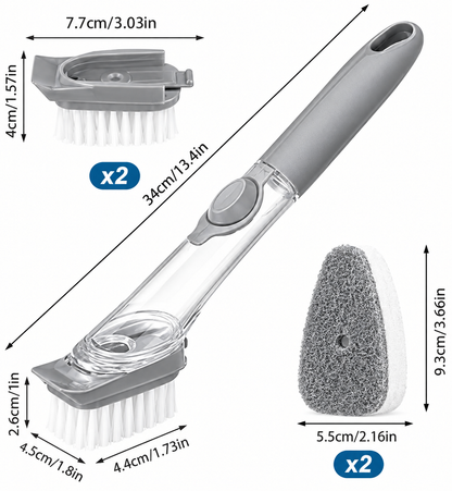Decontamination Dish Utensil Cleaning Brush Liquid Dispenser Handle for Kitchen Long Handle with Liquid Soap Dispenser (Pack of 1)