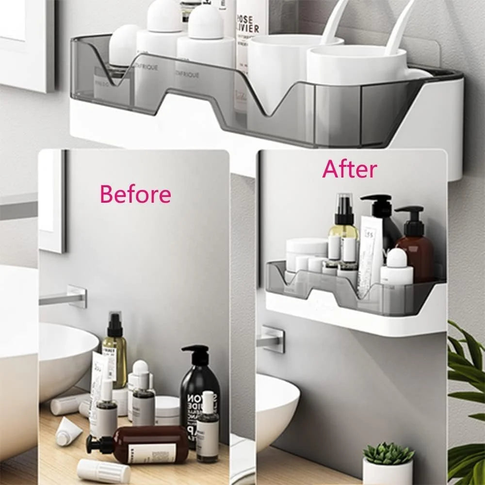 Multi-Purpose Wall Mounted Bathroom & Kitchen Organizer Shelf With Drain Design