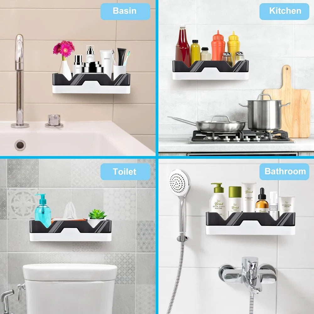 Multi-Purpose Wall Mounted Bathroom & Kitchen Organizer Shelf With Drain Design
