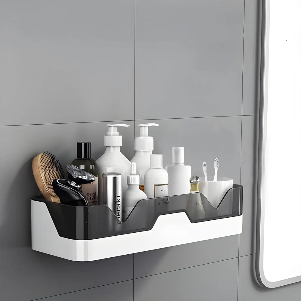 Multi-Purpose Wall Mounted Bathroom & Kitchen Organizer Shelf With Drain Design