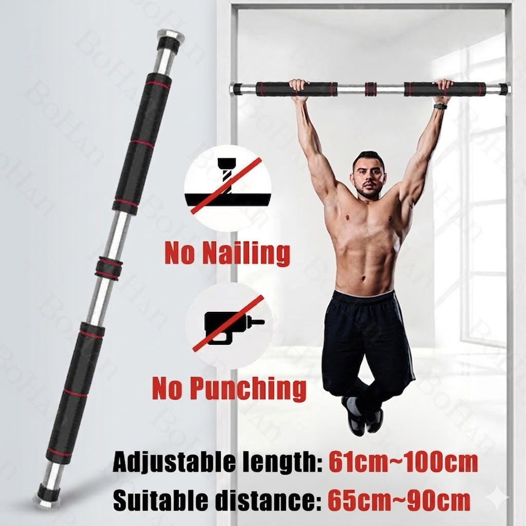 Pull Up Bars For Home Workout Chin Up Bar Gym Accessories for Men Door Way Adjustable Hanging Rod (62-100cm) Anti-skid Grip Strength Training Exercise Bar Pullup Bar