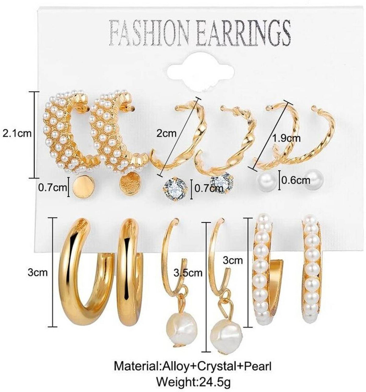 Gold-Tone Pearl & Hoop Earrings Set – 9-Pair Elegant Jewelry Collection
